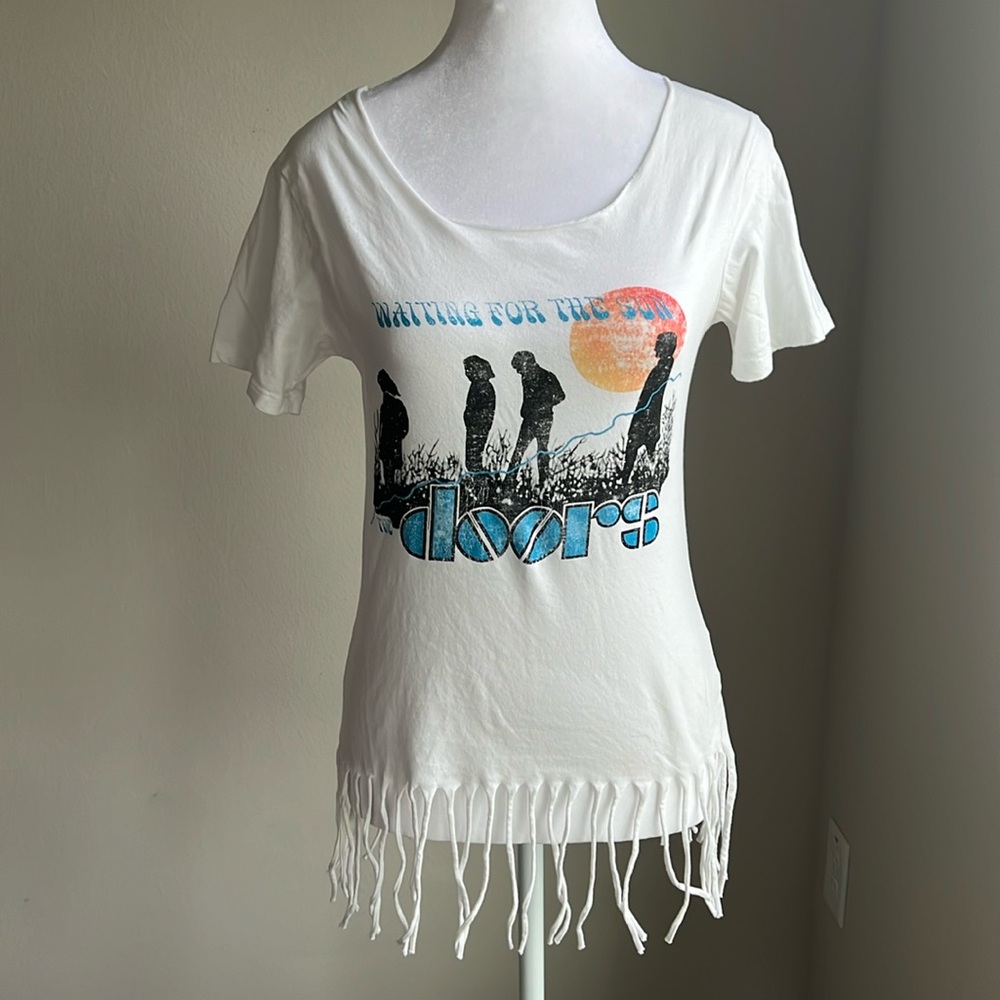 The Doors women’s white fringe short sleeve teeshirt